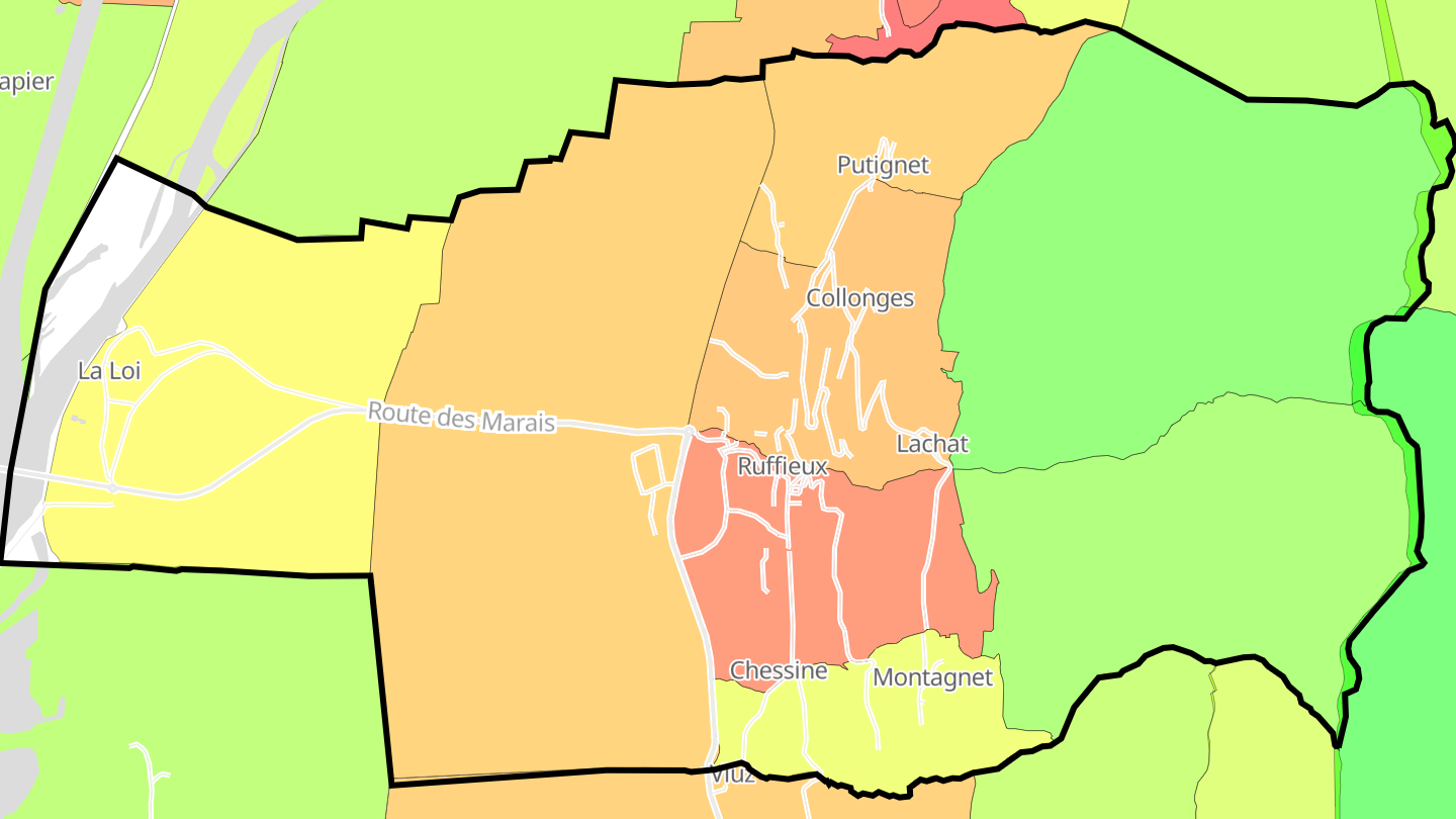Carte des prix de l'immobilier Ruffieux