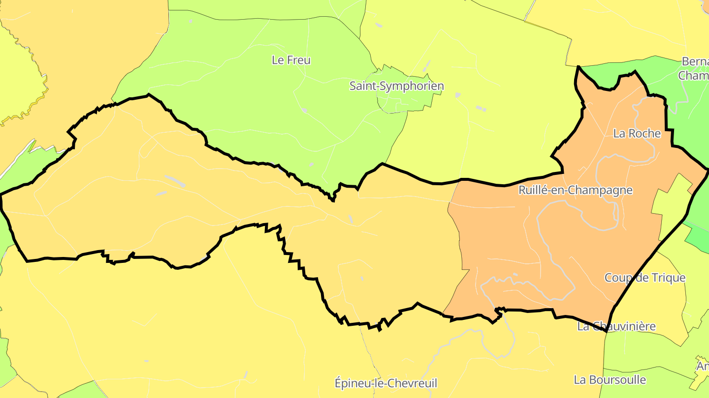 Carte des prix de l'immobilier Ruillé-en-Champagne