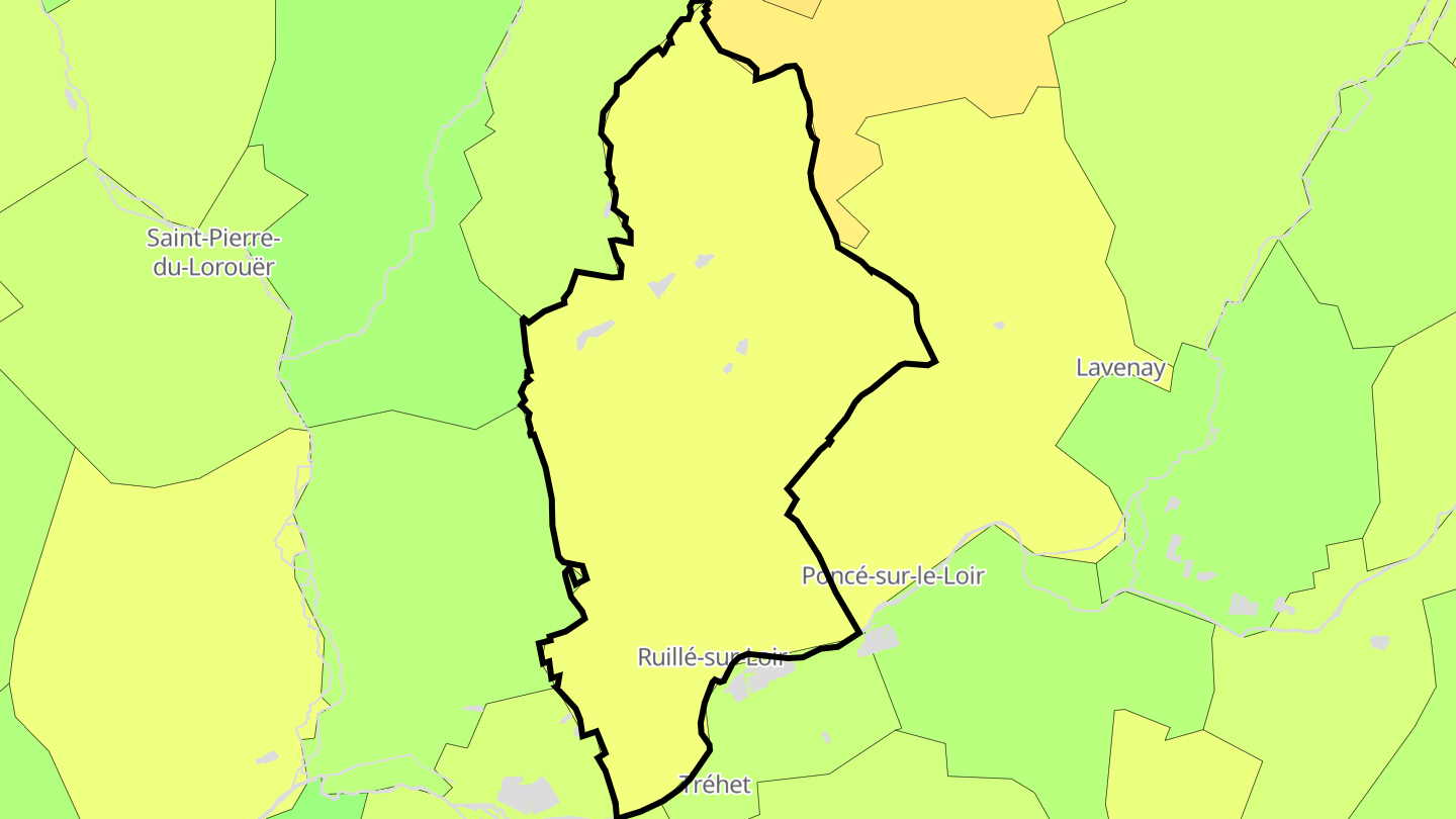 Carte des prix de l'immobilier Ruillé-sur-Loir