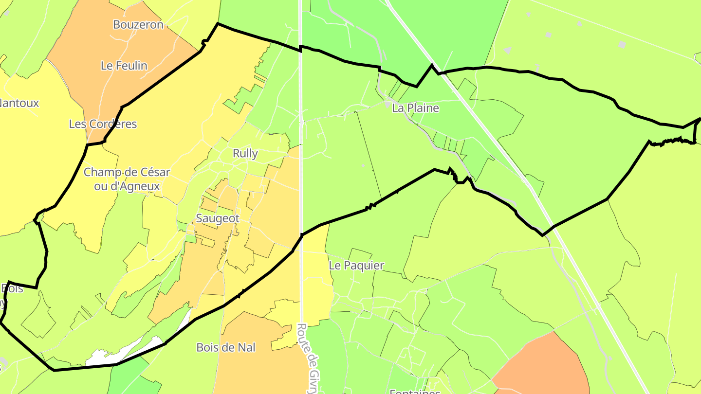 Carte des prix de l'immobilier Rully