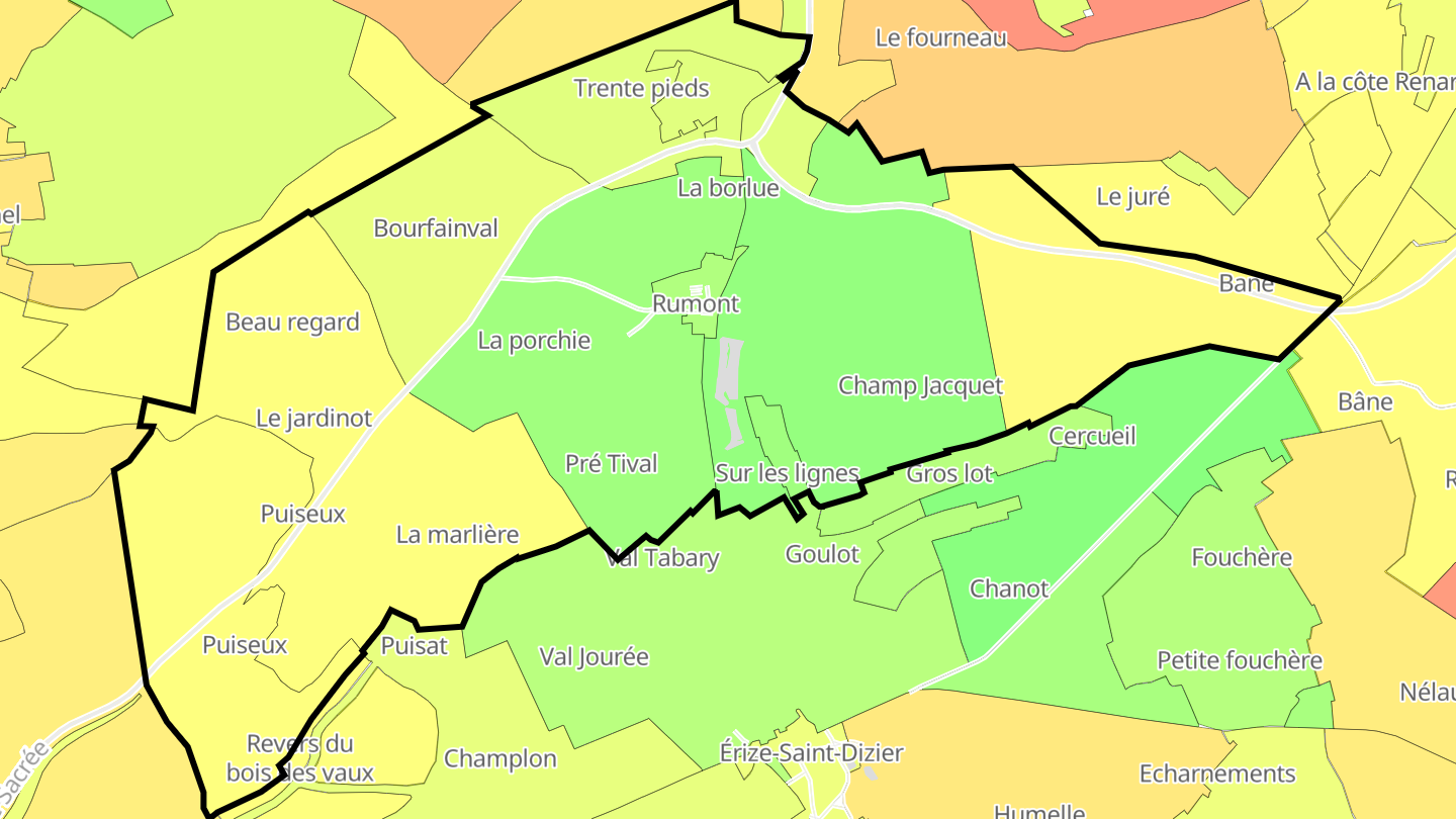 Carte des prix de l'immobilier Rumont
