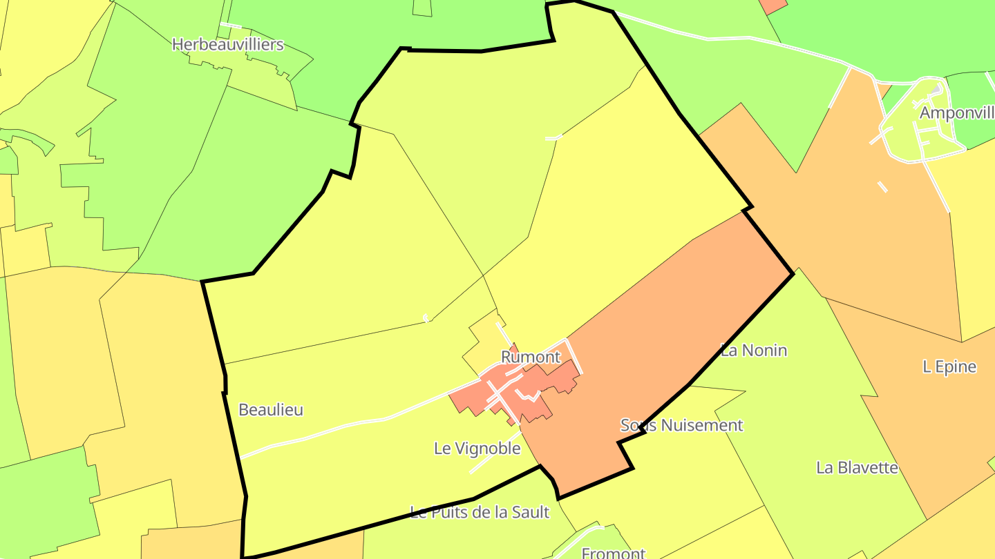 Carte des prix de l'immobilier Rumont
