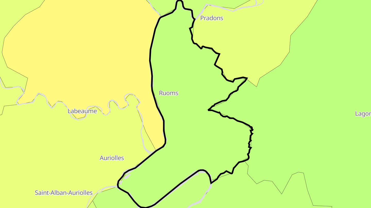 Carte des prix de l'immobilier Ruoms