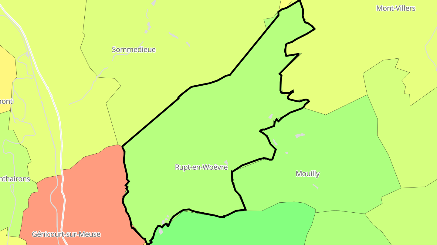 Carte des prix de l'immobilier Rupt-en-Woëvre