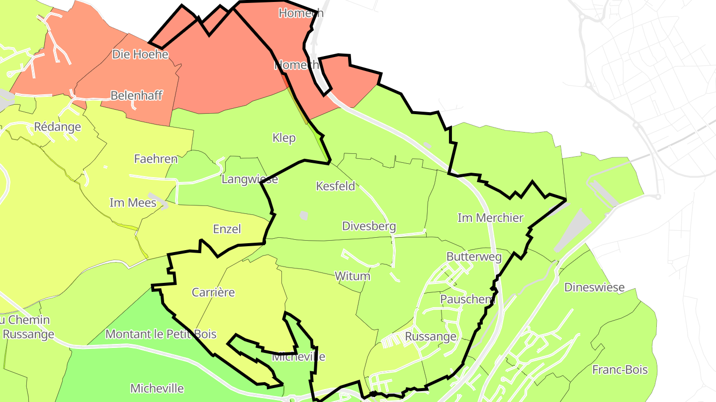 Carte des prix de l'immobilier Russange
