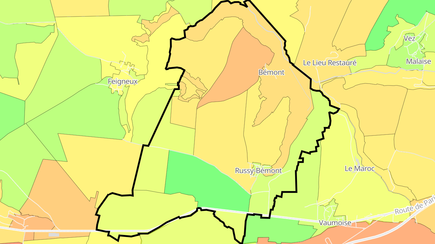 Carte des prix de l'immobilier Russy-Bémont