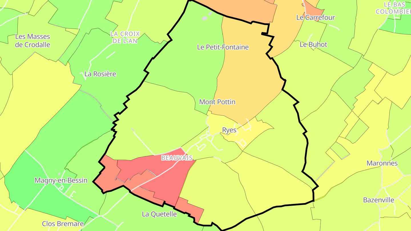Carte des prix de l'immobilier Ryes