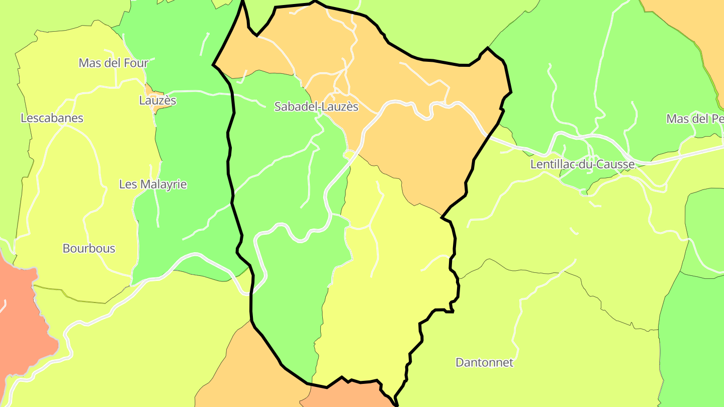 Carte des prix de l'immobilier Sabadel-Lauzès