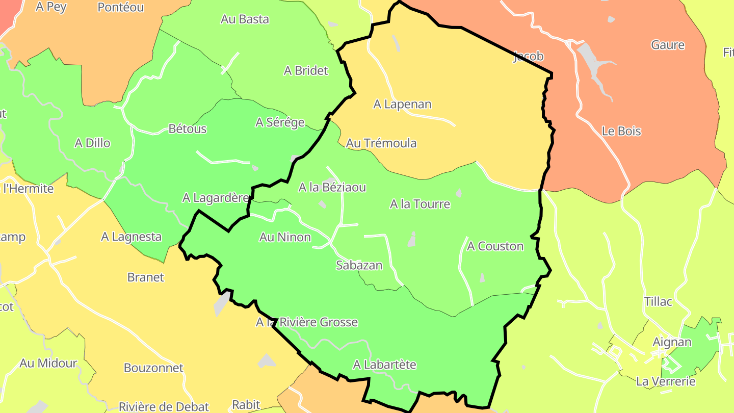 Carte des prix de l'immobilier Sabazan