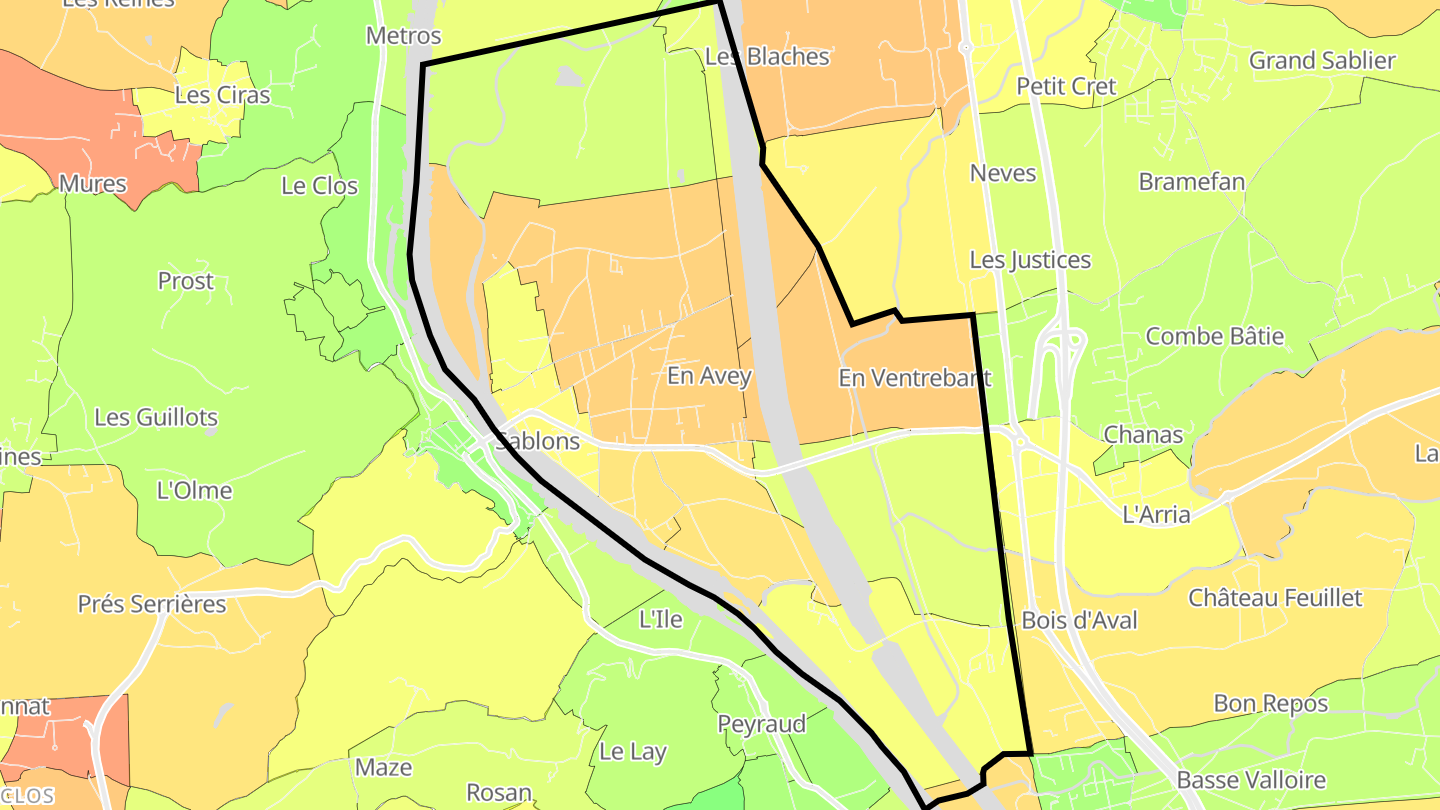 Carte des prix de l'immobilier Sablons