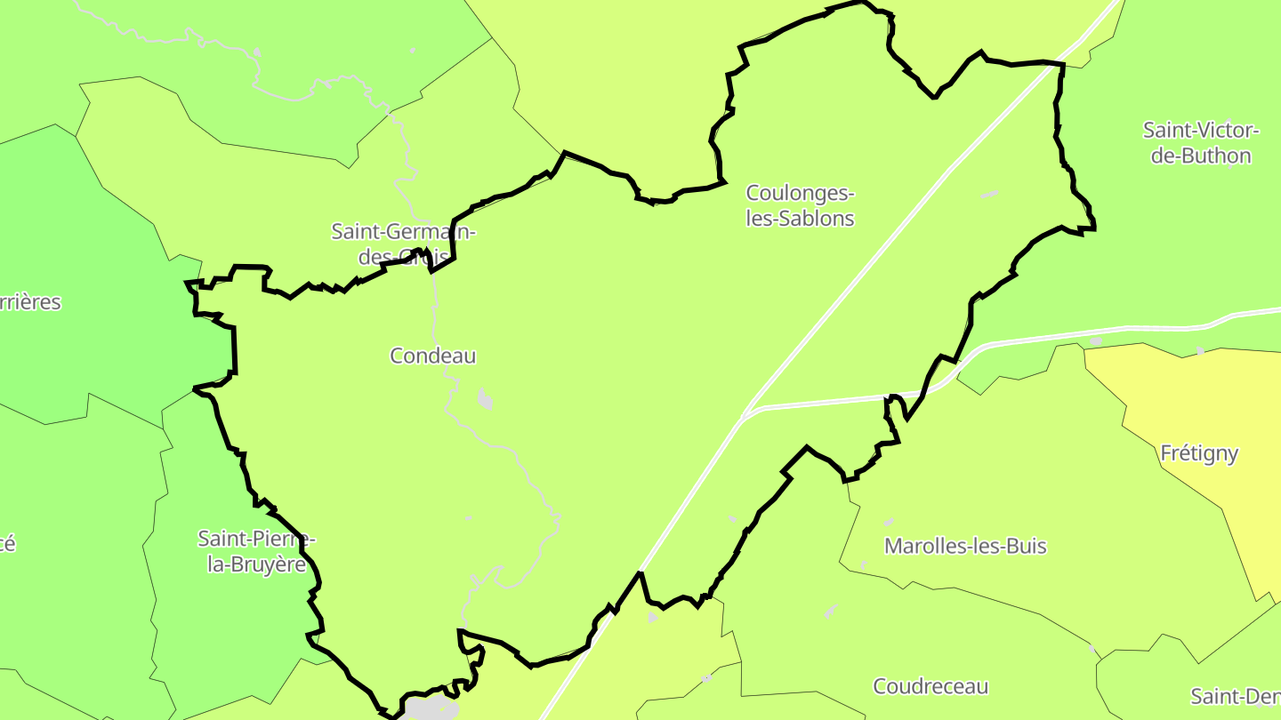 Carte des prix de l'immobilier Sablons sur Huisne