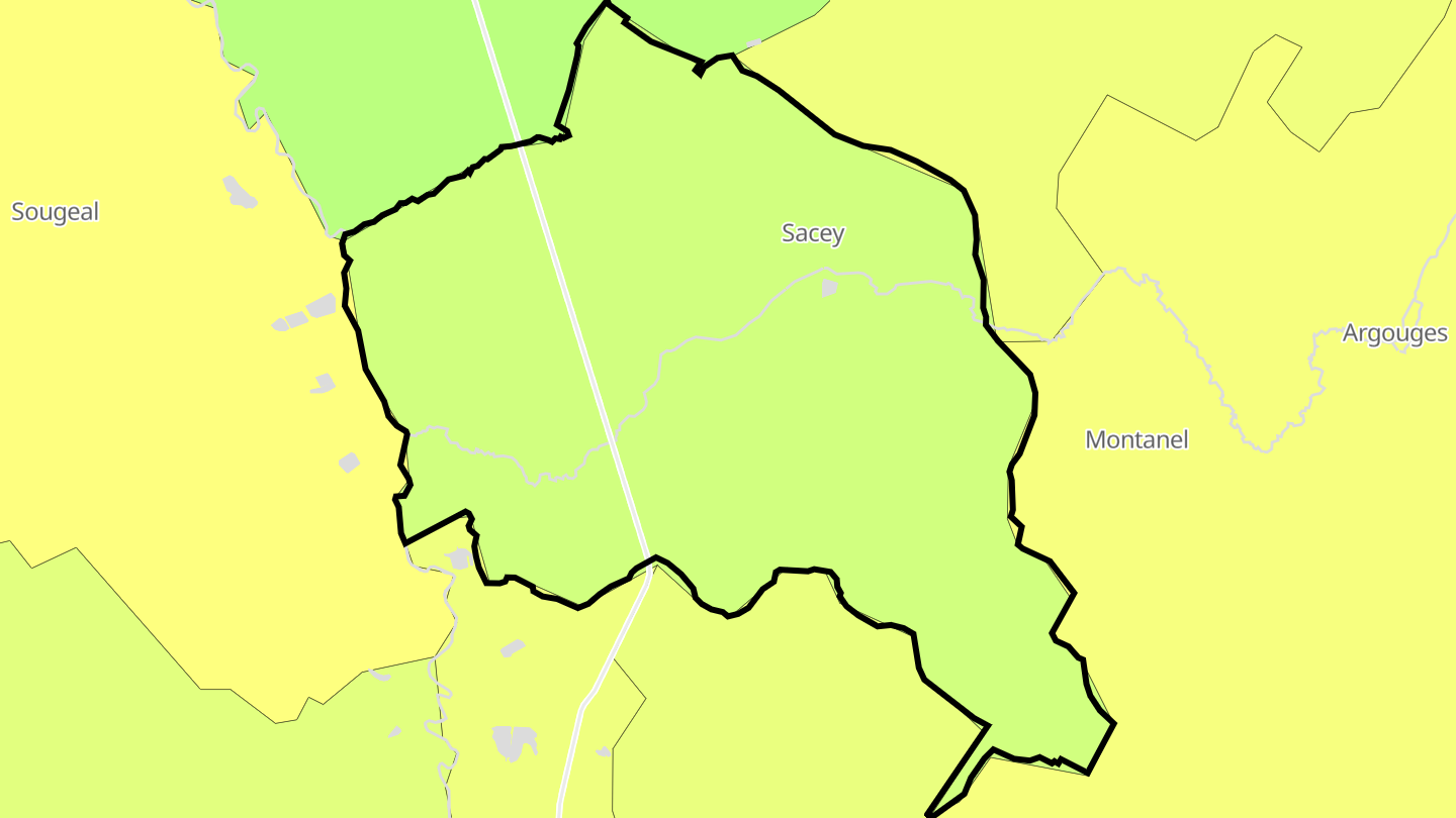 Carte des prix de l'immobilier Sacey
