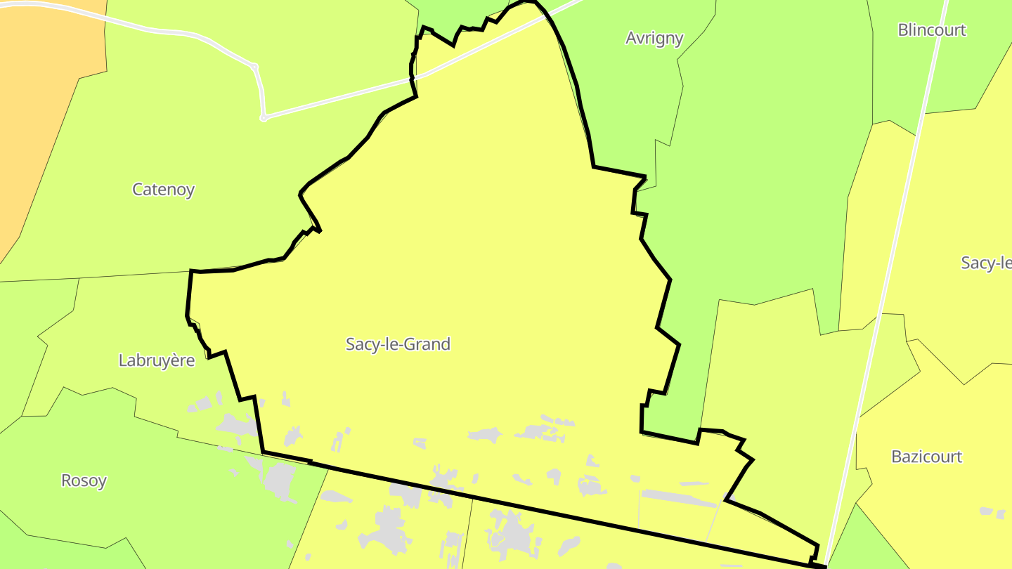 Carte des prix de l'immobilier Sacy-le-Grand