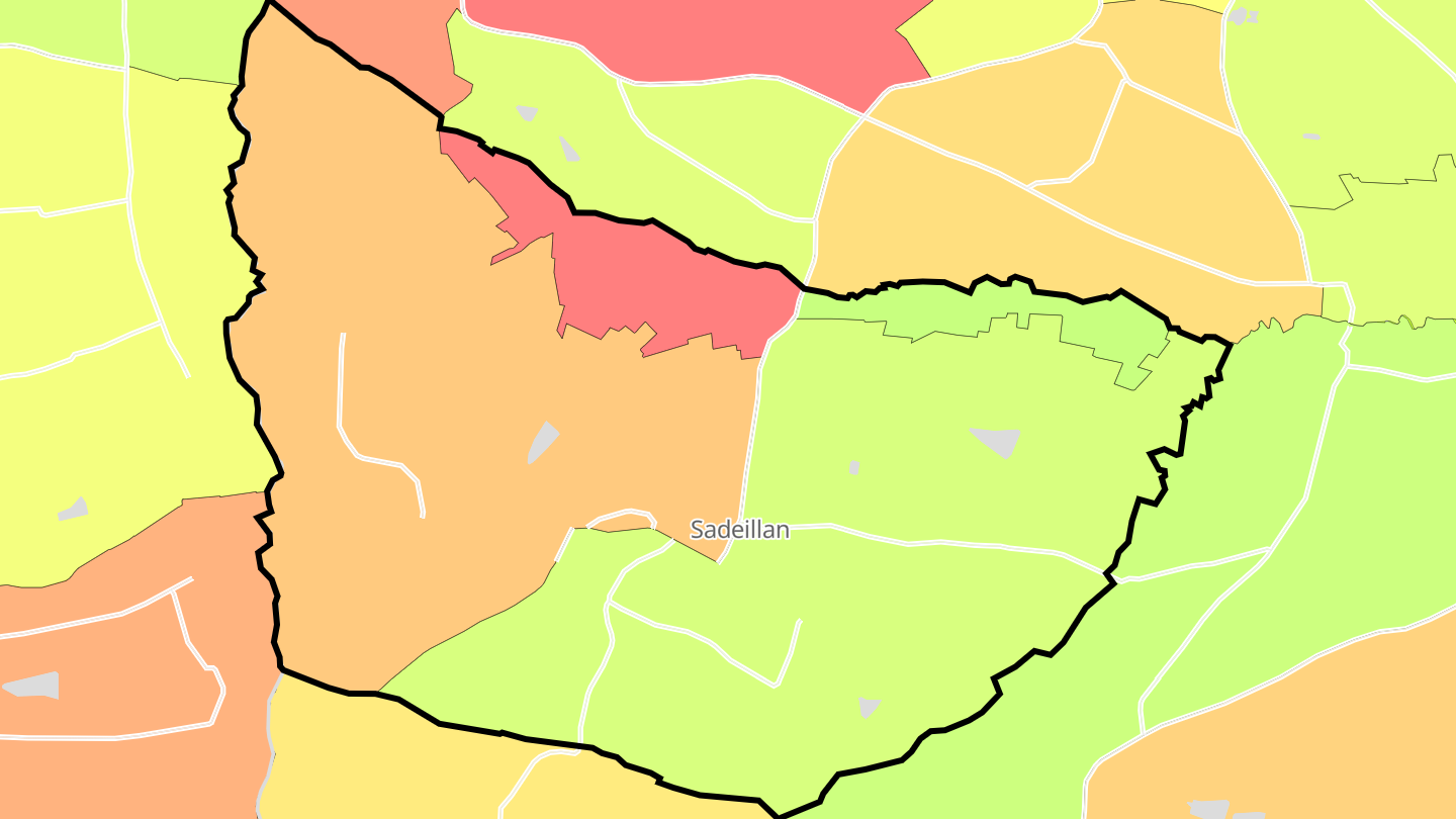 Carte des prix de l'immobilier Sadeillan