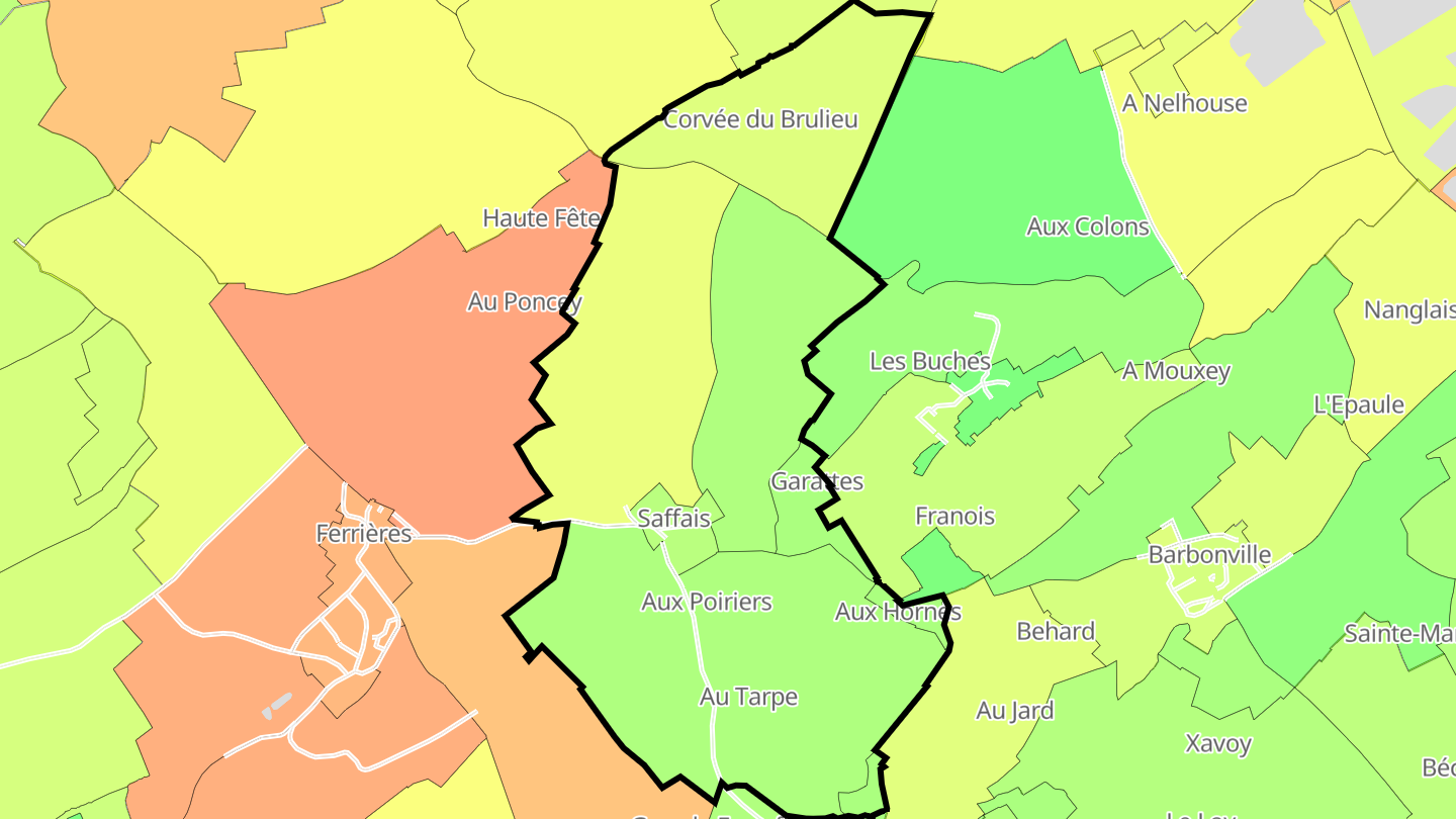Carte des prix de l'immobilier Saffais