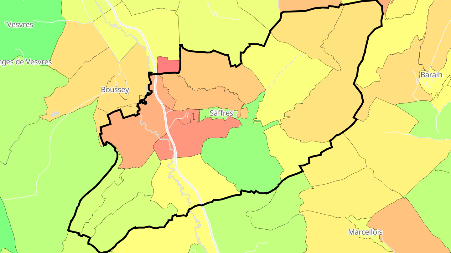 Carte des prix de l'immobilier Saffres