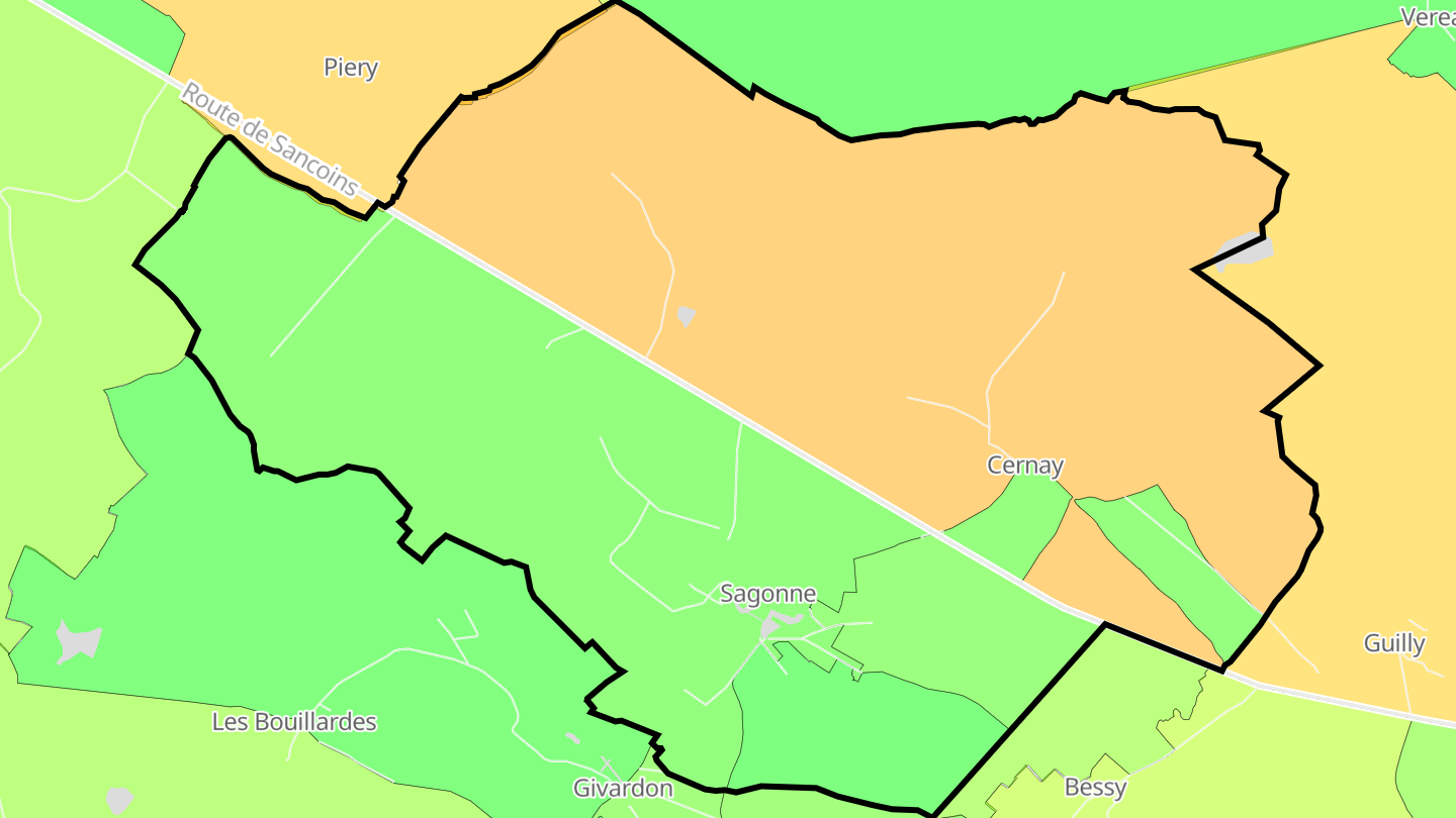 Carte des prix de l'immobilier Sagonne