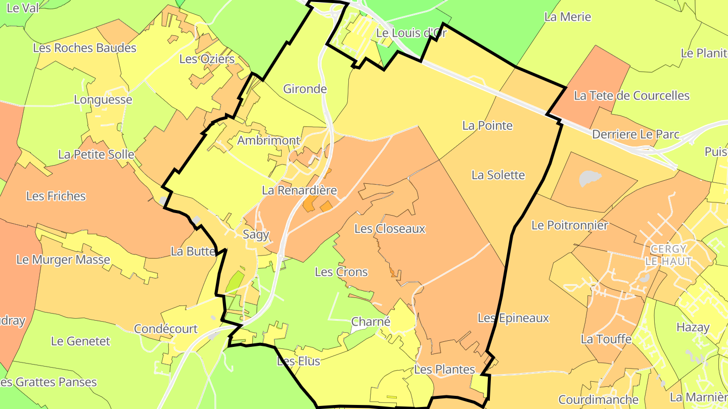 Carte des prix de l'immobilier Sagy