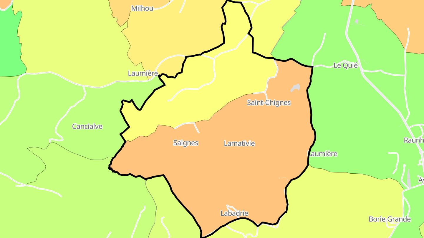 Carte des prix de l'immobilier Saignes