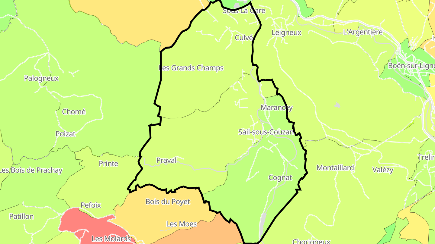 Carte des prix de l'immobilier Sail-sous-Couzan