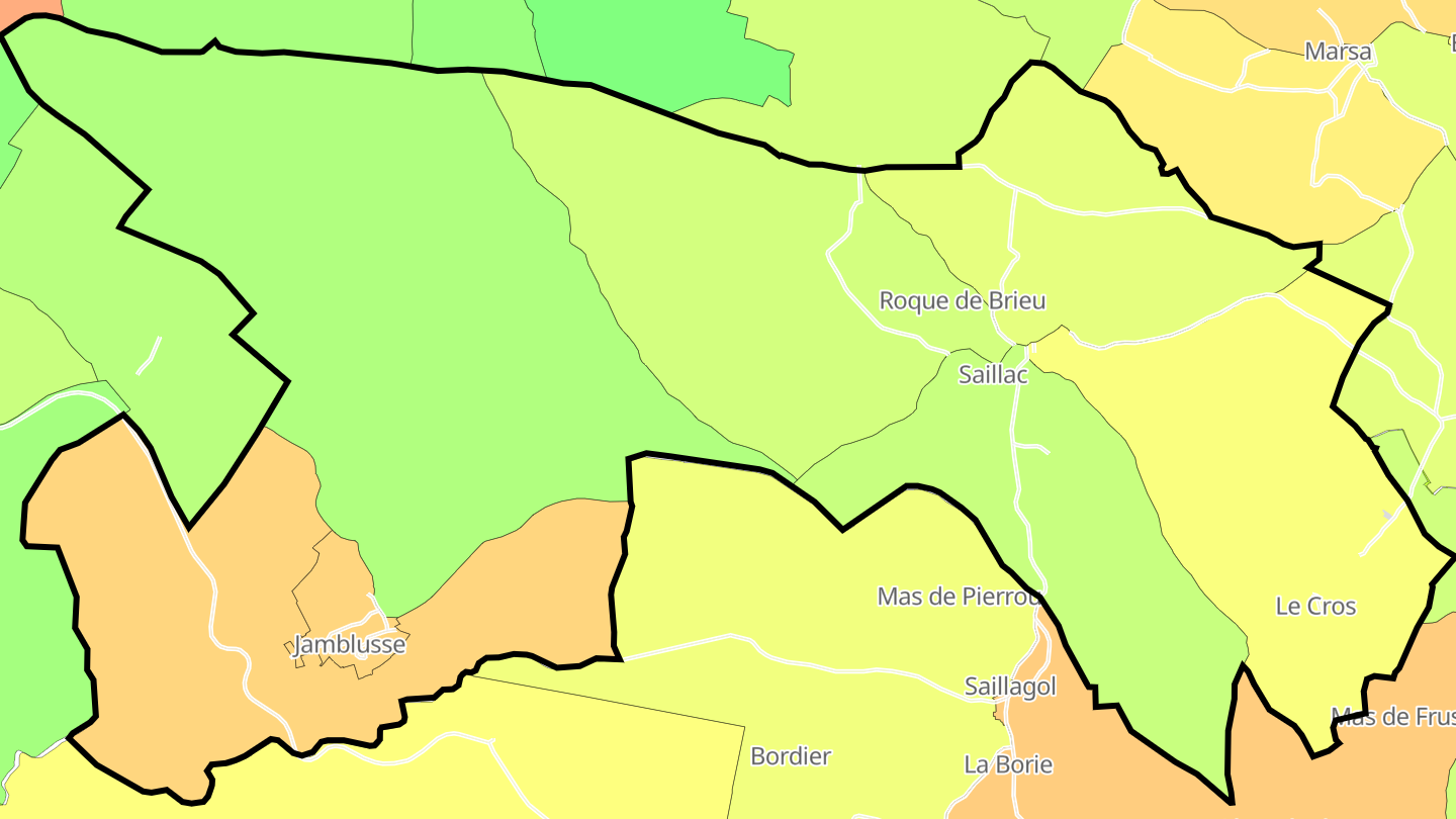 Carte des prix de l'immobilier Saillac