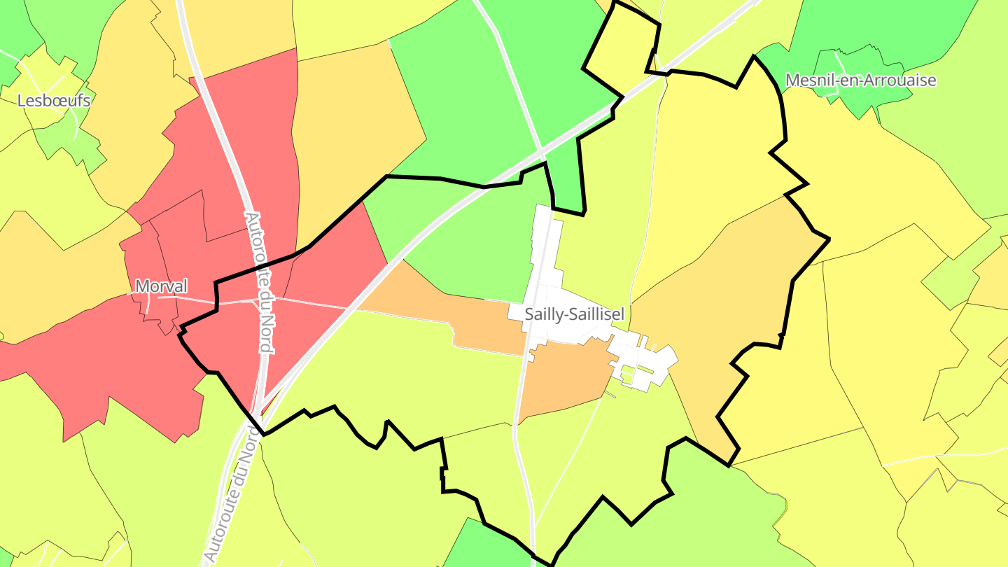 Carte des prix de l'immobilier Sailly-Saillisel