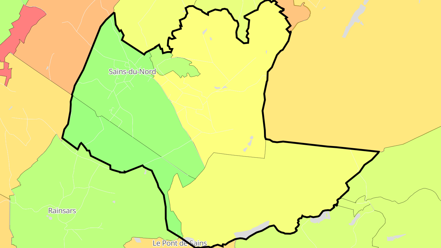 Carte des prix de l'immobilier Sains-du-Nord
