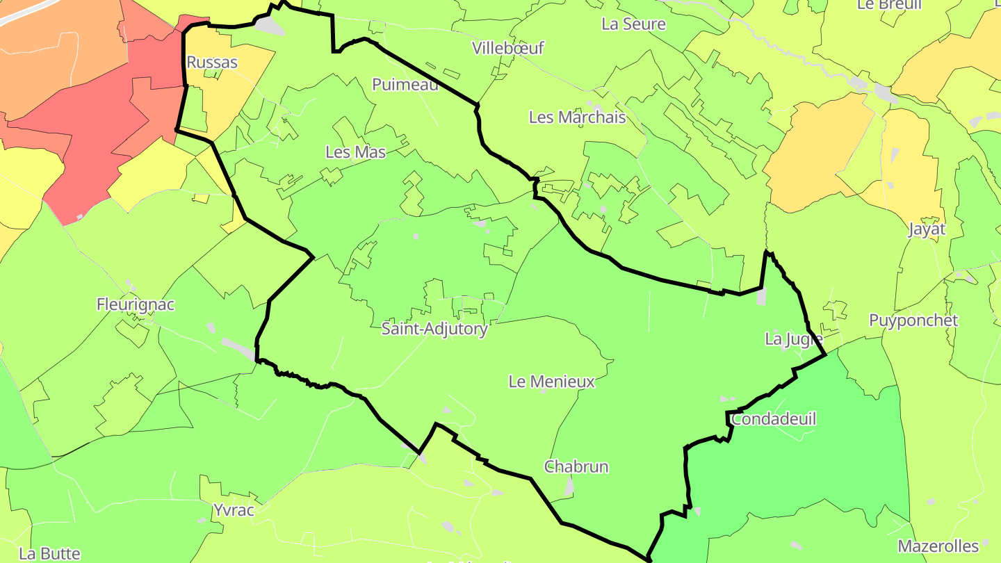 Carte des prix de l'immobilier Saint-Adjutory