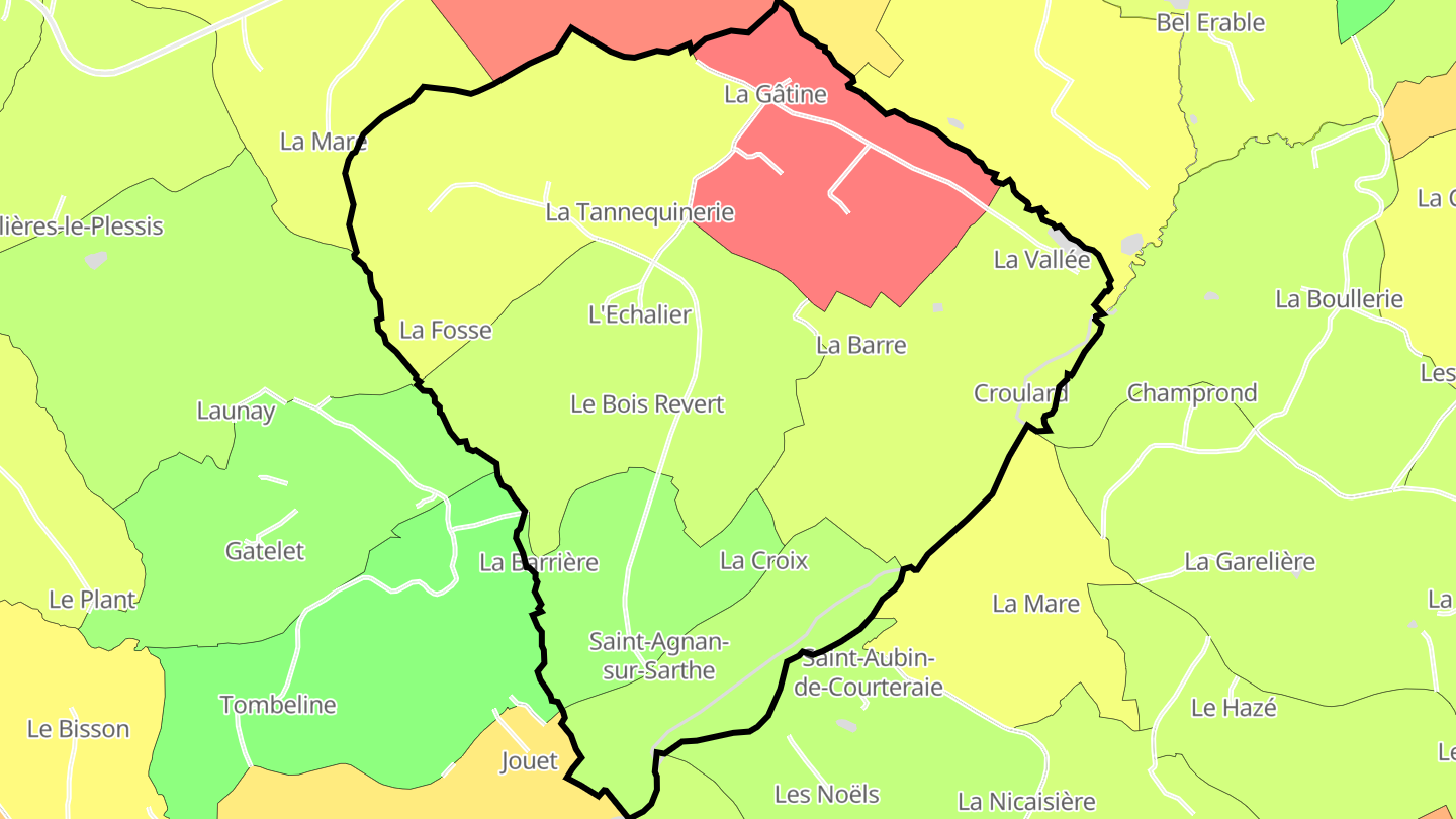 Carte des prix de l'immobilier Saint-Agnan-sur-Sarthe