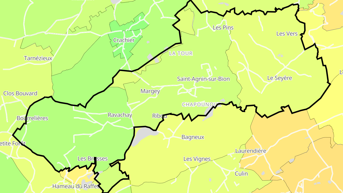 Carte des prix de l'immobilier Saint-Agnin-sur-Bion