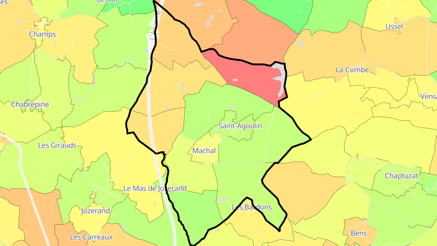 Carte des prix de l'immobilier Saint-Agoulin