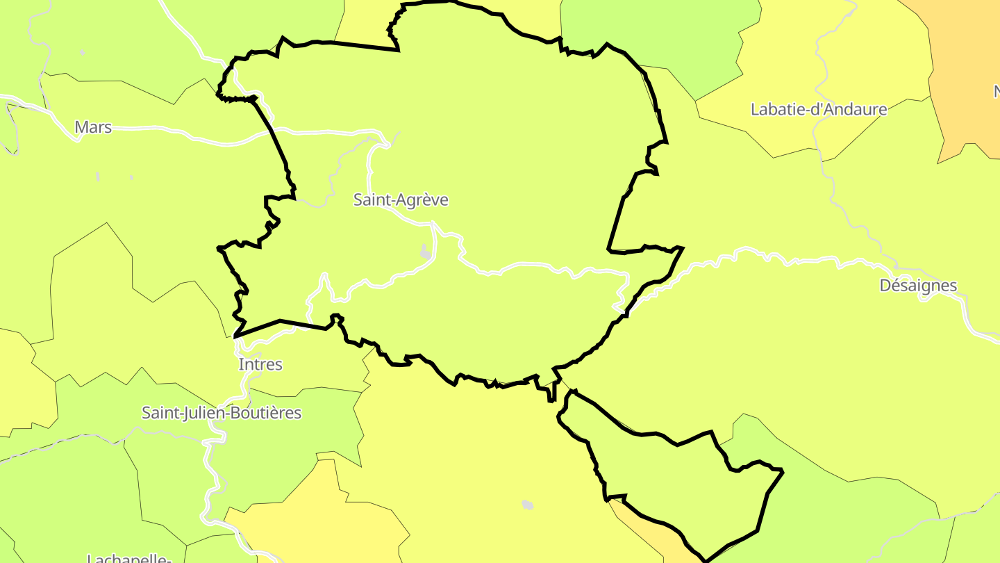 Carte des prix de l'immobilier Saint-Agrève