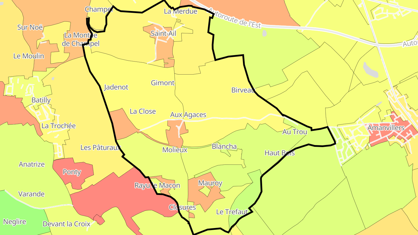 Carte des prix de l'immobilier Saint-Ail