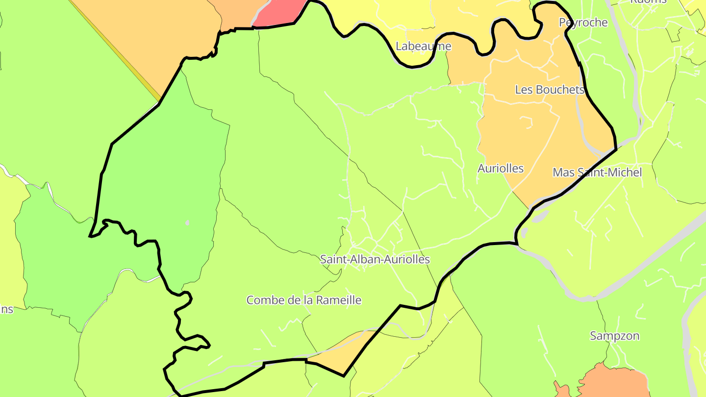 Carte des prix de l'immobilier Saint-Alban-Auriolles