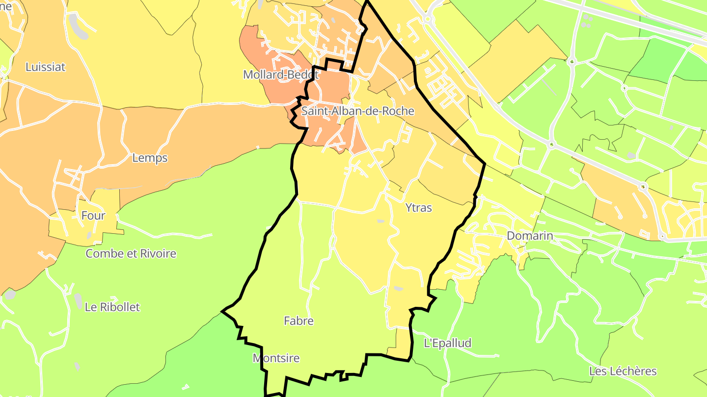 Carte des prix de l'immobilier Saint-Alban-de-Roche