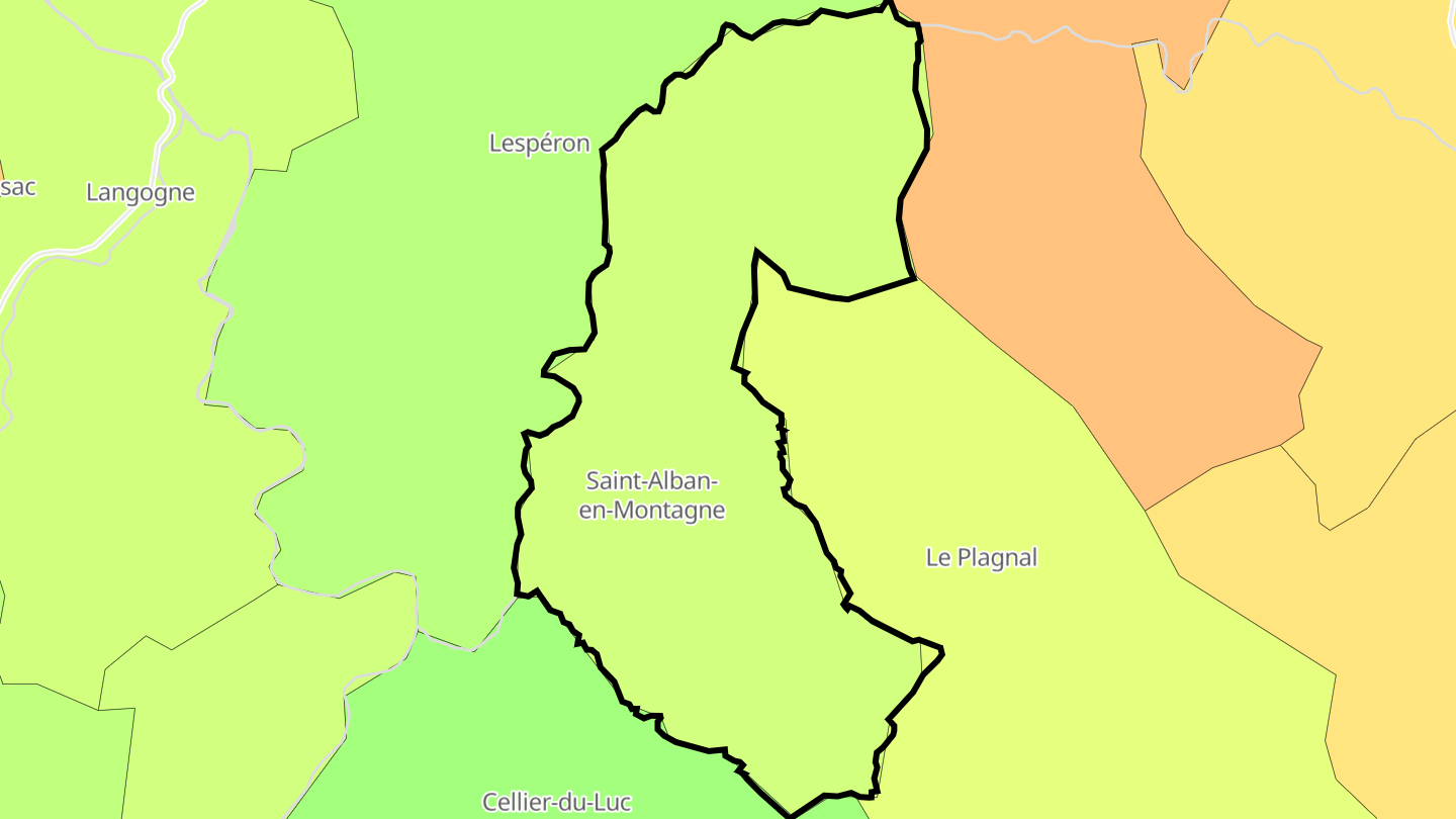 Carte des prix de l'immobilier Saint-Alban-en-Montagne