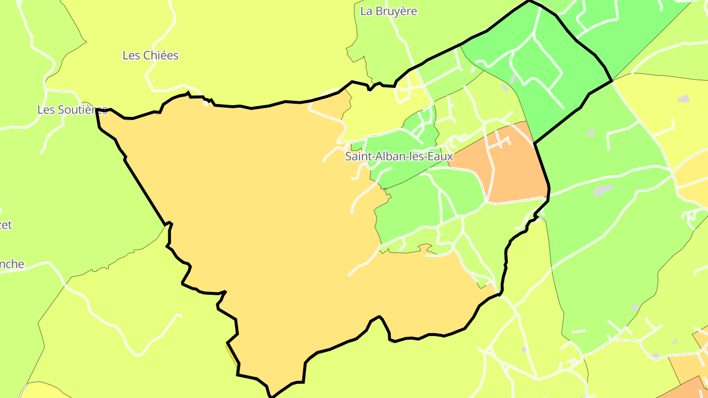 Carte des prix de l'immobilier Saint-Alban-les-Eaux