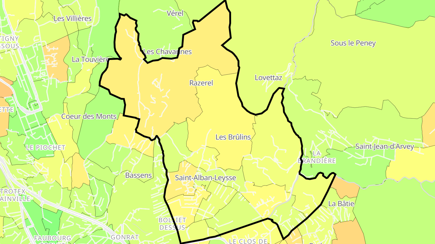 Carte des prix de l'immobilier Saint-Alban-Leysse