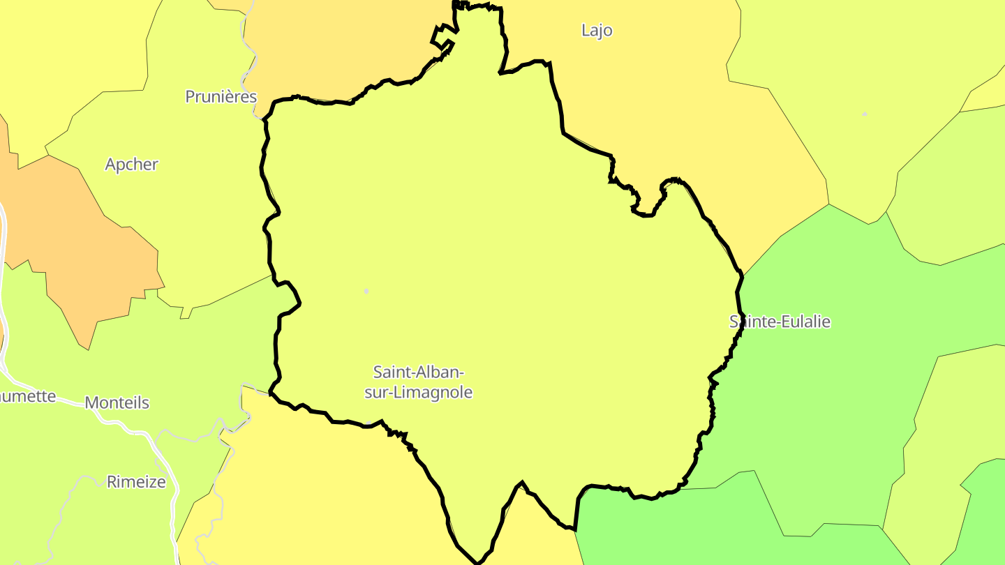 Carte des prix de l'immobilier Saint-Alban-sur-Limagnole