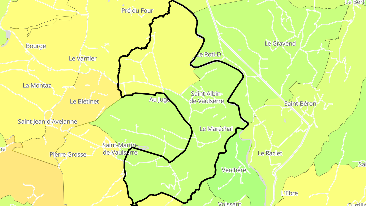 Carte des prix de l'immobilier Saint-Albin-de-Vaulserre