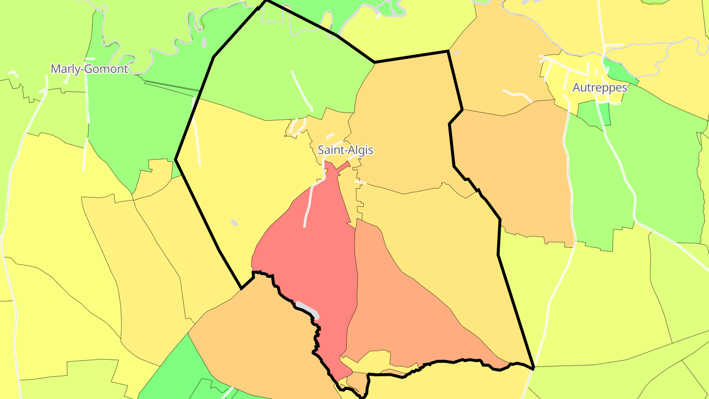 Carte des prix de l'immobilier Saint-Algis
