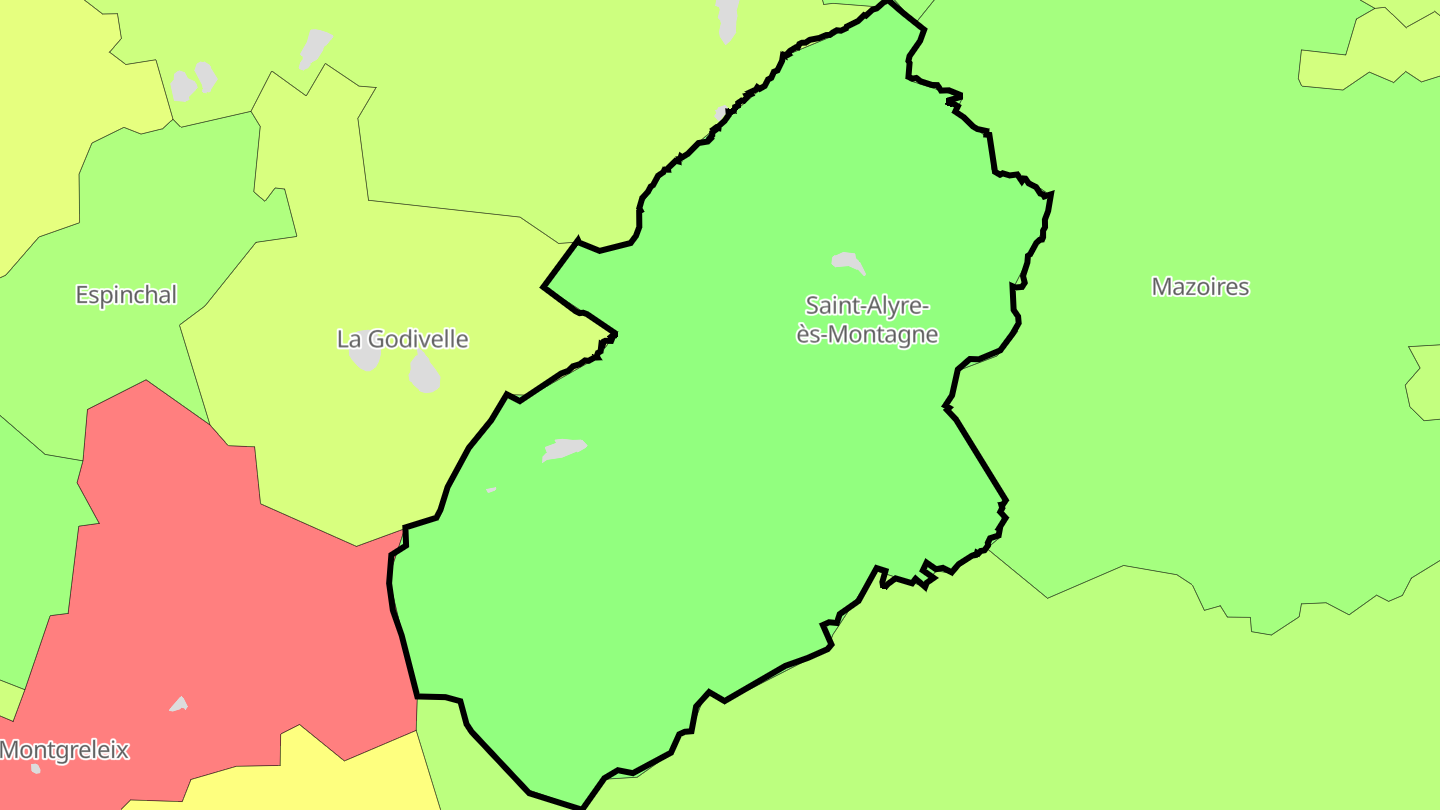 Carte des prix de l'immobilier Saint-Alyre-ès-Montagne