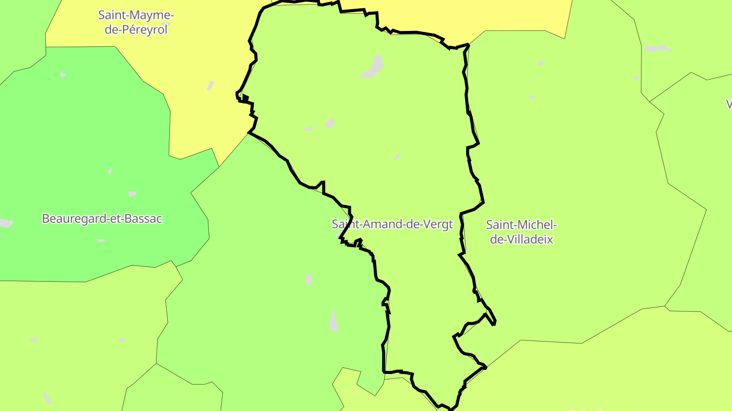 Carte des prix de l'immobilier Saint-Amand-de-Vergt