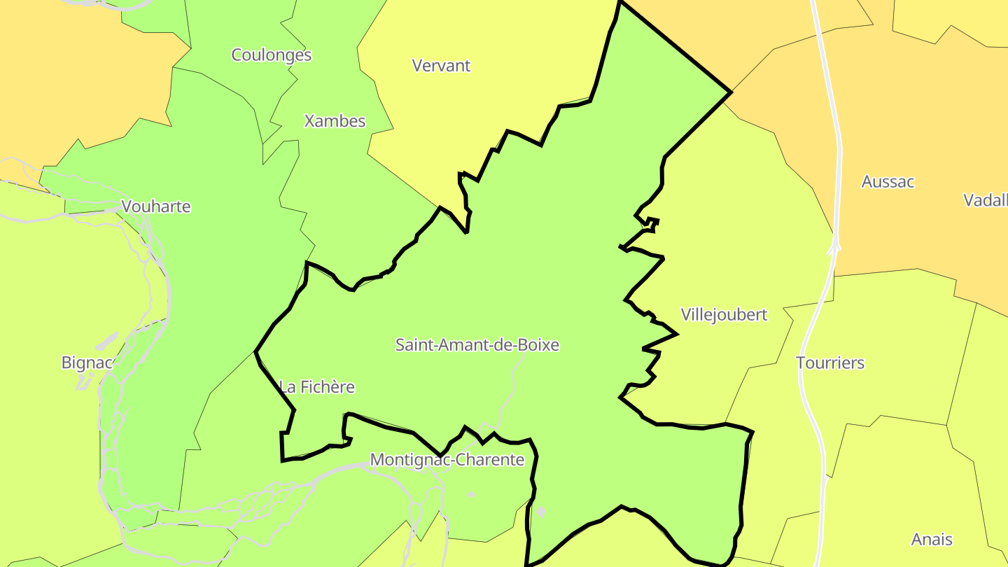 Carte des prix de l'immobilier Saint-Amant-de-Boixe