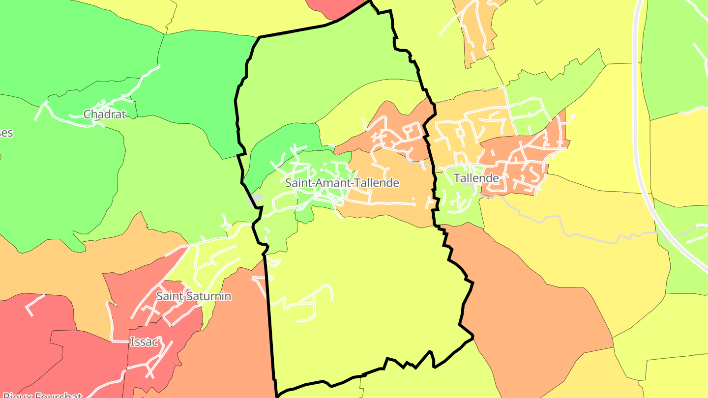 Carte des prix de l'immobilier Saint-Amant-Tallende
