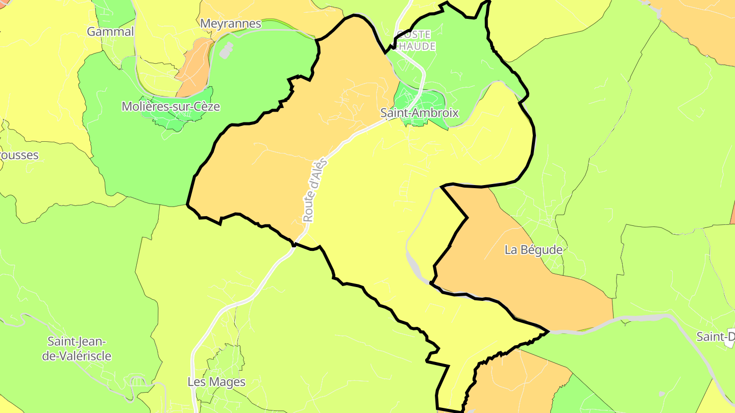 Carte des prix de l'immobilier Saint-Ambroix