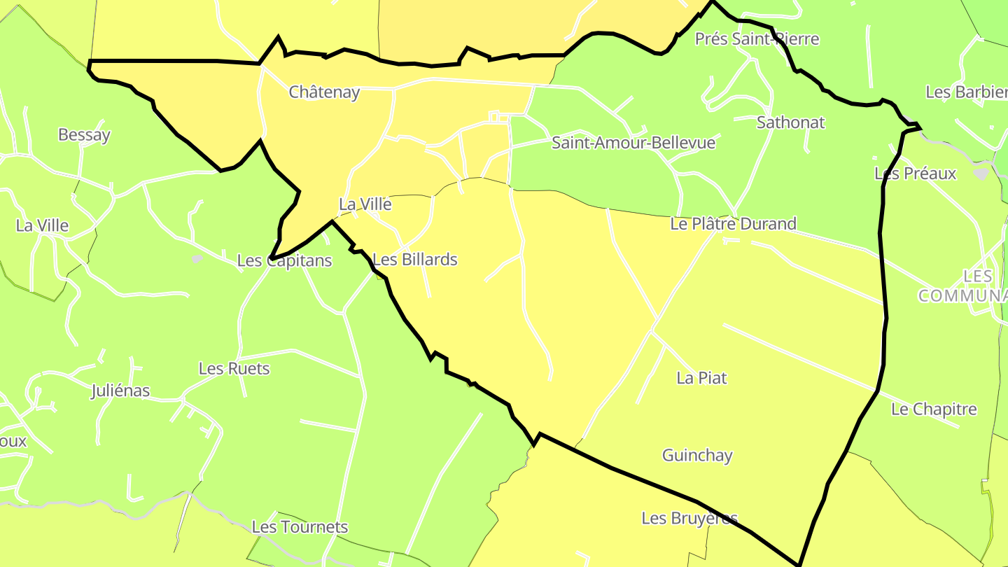 Carte des prix de l'immobilier Saint-Amour-Bellevue
