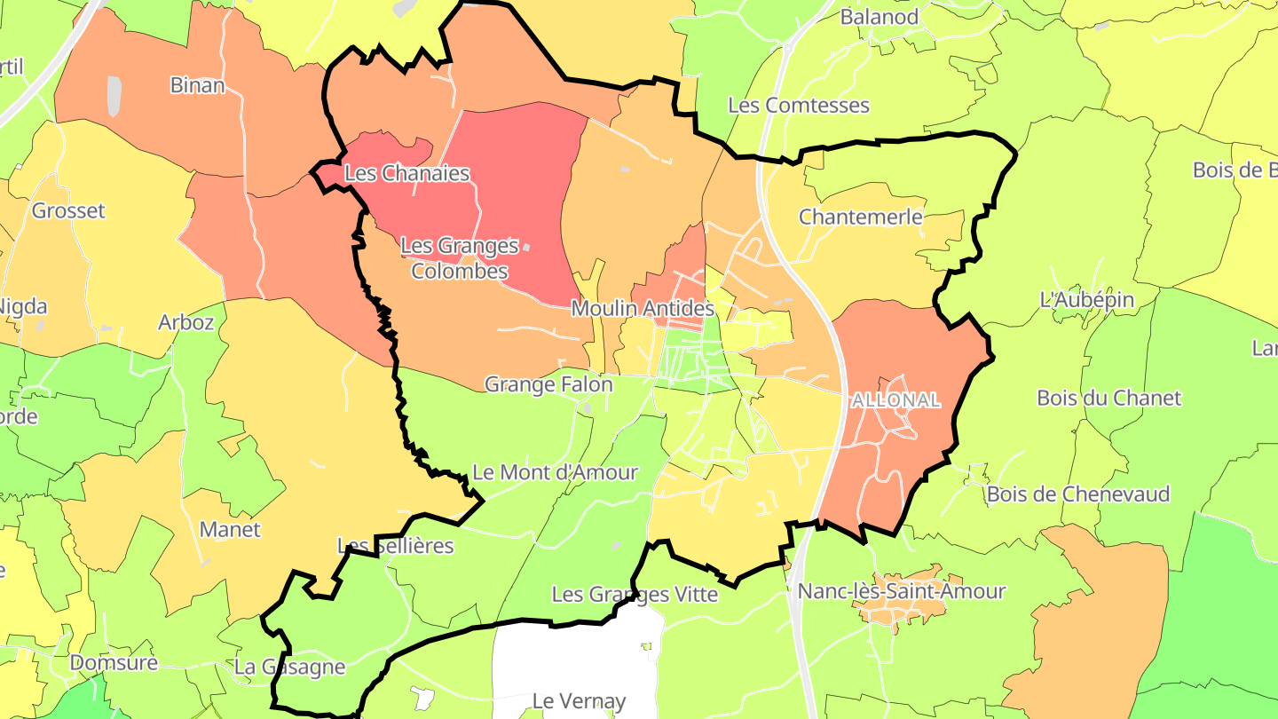 Carte des prix de l'immobilier Saint-Amour