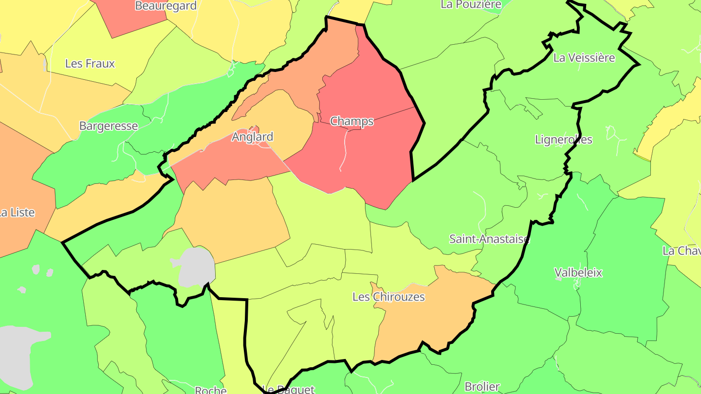 Carte des prix de l'immobilier Saint-Anastaise