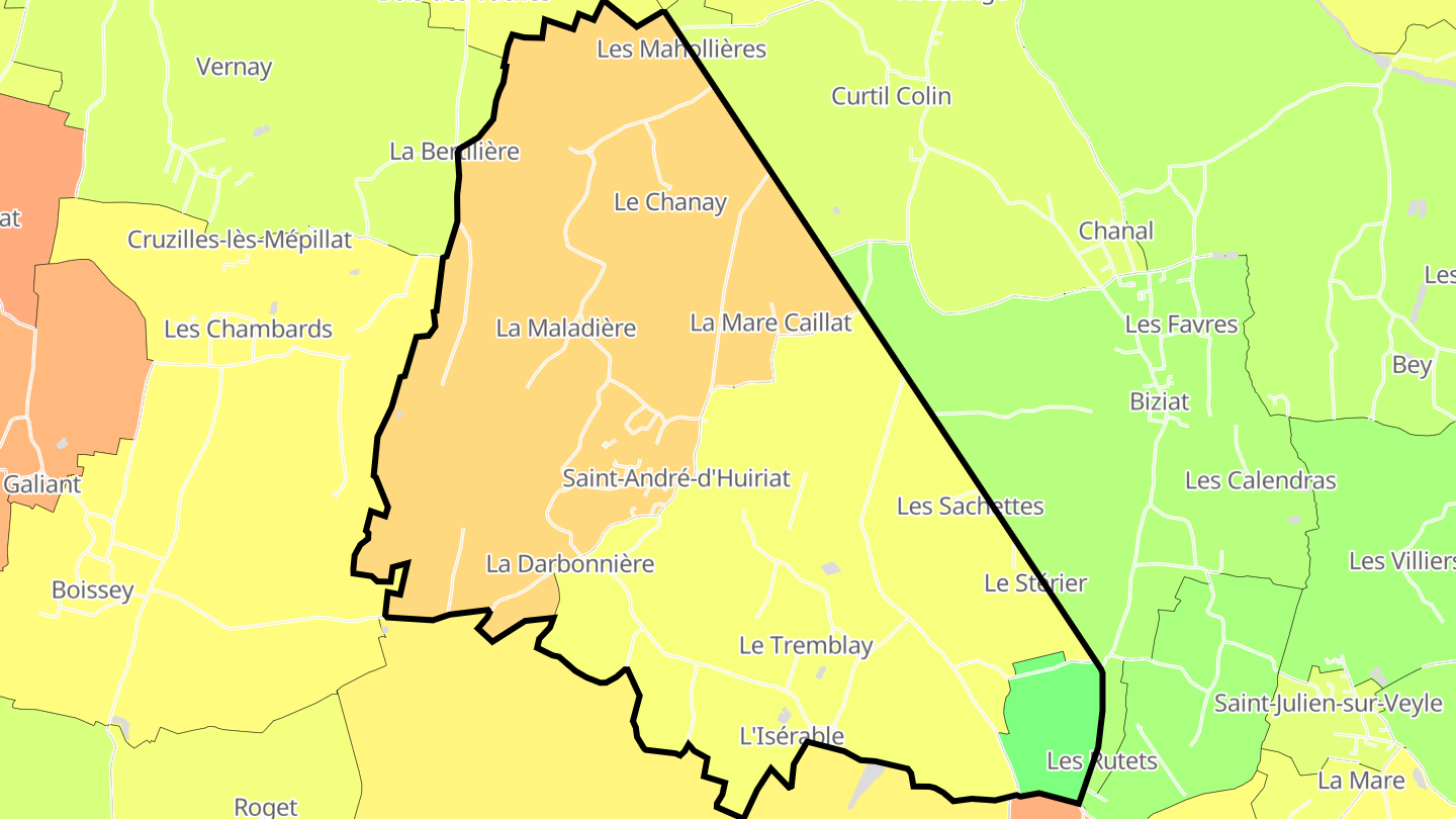 Carte des prix de l'immobilier Saint-André-d'Huiriat